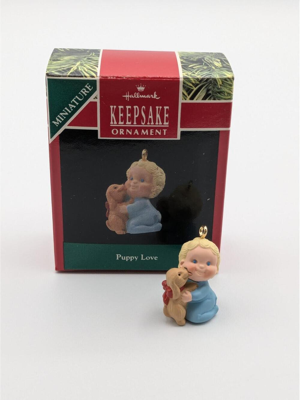 Hallmark Keepsake Puppy Love Miniature Ornament 1990, New in Box